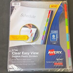 Avery 8 Tab Multicolor Durable Plastic Dividers
